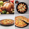 Pizza Pan 3 Pack Round Pizza Board Carbon Steel Pizza Baking Pan Non-Stick Cake Pizza Crisper Server Tray Stand Pizza Stones Tools for Home Kitchen Oven Restaurant Bakeware Pizza Pan Sets With Free Pizza Cutter and Lifter. 