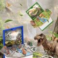 3D Mini Dinosaurs Keychains Fold Book Keychain Dinosaur World Pendant Keyring for Children Dinosaur Party Favors for Kids. 