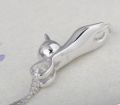 S925 Sterling Silver Cat Necklaces Cat Jewelry for Women Cat Gifts for Cat Lovers Cat Lover Gifts for Women Cat Lady Gifts Silver Cat Pendant Collarbone Necklace. 