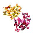 12Pcs 3D Two-Layer Colorful Artificial Butterflies Adhesive Magnet Wall Sticker. 