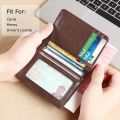 Genuine Leather Wallet for Men Slim Vertical Wallets Thin Short ID Credit Card Holder Money Bag. 