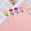 Rose-shaped Rose metal bookmark Delicate Coloring Metal Cute coloring embossing bookmark Embossing for Office supplies School supplies Stationery Valentine's Day gifts Book lovers. 