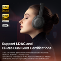 soundpeats space pro wireless bluetooth headphones with foldable design microphone support noise cancelling long battery life  ideal for smartphones and sports. 