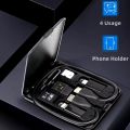 4 in 1  C To Usb C Cable Fast Charging Cable For IPhone 15 Pro Max Xiaomi Type C Cable Micro Usb Bracket Storage Box. 