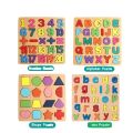 Educational learning letters numbers toy Alphabet Wooden Puzzle wooden matching game kids puzzle wooden board. 