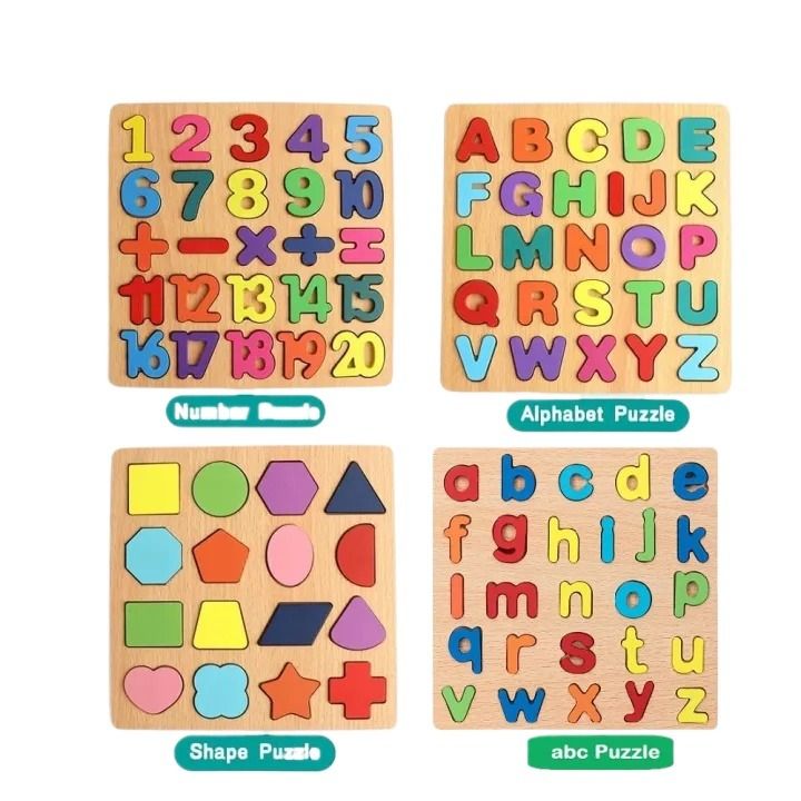 Educational learning letters numbers toy Alphabet Wooden Puzzle wooden matching game kids puzzle wooden board