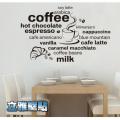 JM7323 English proverbs coffee wall stickers Vinyl DIY Coffee language wall decals For Cafe kitchen restaurant decoration Art. 