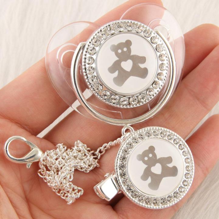 24 Patterns of Transparent Baby Pacifiers High-grade Flash Personalized Diamond Pacifier with Chain