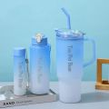 New gradient color high-value plastic cup 40oz cold-proof ice cup three-piece set portable portable cup. 