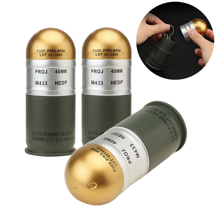 M433 HEDP 40mm Cartridge Dummy Grenade Model Collection Toy Mini Storage Case