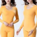 Women Thermal Underwear Shirt Tops Winter Seamless Thermal Underwear Top Cationic Double-Sided Fleece Warm Thermos Clothing. 