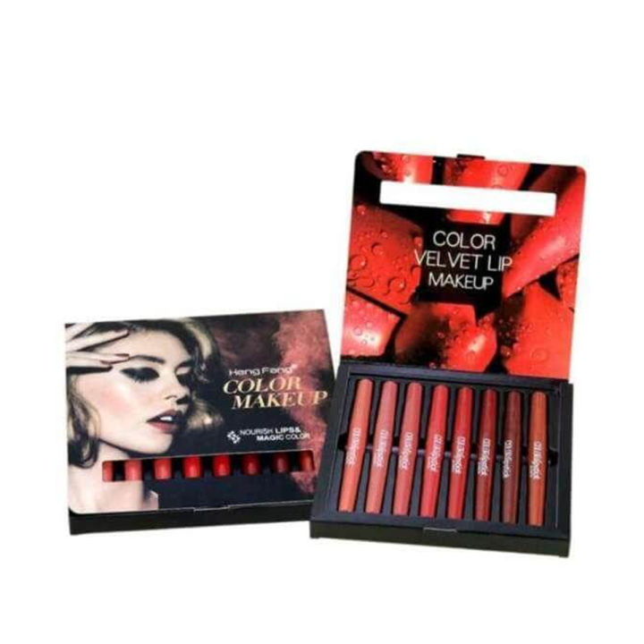Heng Fang (2 in 1) Multi Color Velvet Lipliner & Lipstick - 1.7g x 8 Pcs