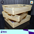 Italian Multipurpose PACK OF 3 Rectangular Storage Baskets with Handles For Home, Wardrobe, Kitchen, Office, Classroom - Premium Quality Plastic Drop-Resistant Organizer Bin - Flat Desk Tray Fits A4 Size Papers, Letters, Books, Files - Decent Colors Range. 