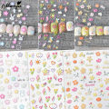 Monja 5D Nail Stickers Cute Embossed Flowers Reliefs Adhesive Decals Floral Leaf Pattern Gel Polish DIY Nail Art Decoration Tool. 