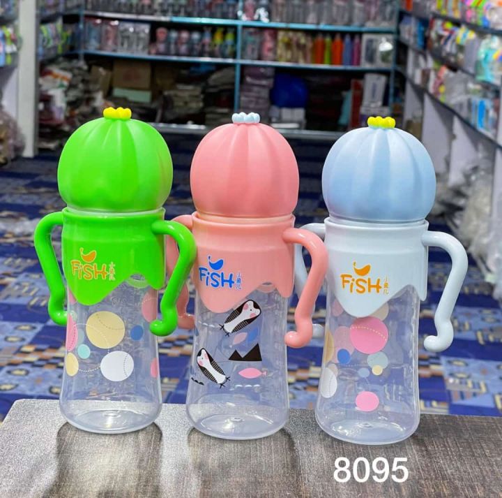 8095 fish 300ml 10oz Baby Feeder bottle plastic large imported new style baby feeder bottle with beautiful cap crown design infant baby feeding bottle for kids