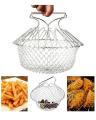 High Quality 12 in 1 Chef Basket foldable | Stainless Steel Drainer Fryer Steamer Poaching Jali | Strainer Bucket for frying | Shafaq Traders. 