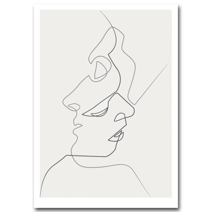 One Line Drawing Face Sketches Quibe Minimalism Art Canvas Poster Abstract Print#21*30cm