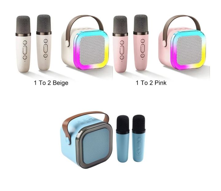 k12 Dual Mic 2 Karaoke Machine for Kids Adults, Portable Bluetooth Karaoke Speaker with 2 Wireless Microphones & Colorful Lights, Karaoke Machine for Girls Boys Birthday Microphone Machine Toy, 5W Speakers Sound Subwoofer Boombox Support Multiple Input