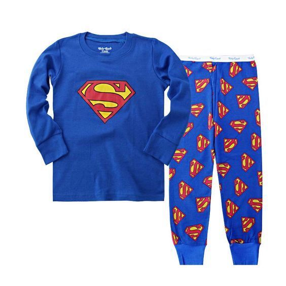 RealBoss-%20Superman%20Boys%20Cotton%20Pajamas%20Kid's%20Cartoon%20Sleepwear,%20cotton%20Fabric%20-%20Superhero%20Tracksuit%202%20Piece%20Set%20-%20Image%207