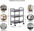 3 Tier Pink Metal Rolling Cart by Roller, kitchen trolly Heavy Duty Storage Utility Cart Little Organization Cart with with Handle and Locking Wheels,Multifunctional Storage Shelves for Office Kitchen Bedroom Bathroom, Pink ,Made in Pakistan. 
