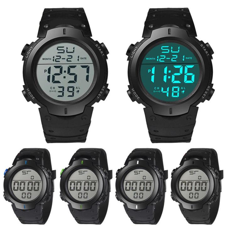 Waterproof Men s Silicone LCD Digital Stopwatch Date Rubber Sport Wrist Watch Daraz.pk