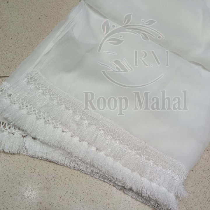CHIFFON WHITE LACE DUPATTA FOR GIRL & LADIES BY ROOP MAHAL DUPATTA