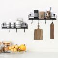 "Organize Your Bathroom: Wall-Mounted Storage Shelf/Rack with Iron Hooks". 