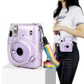 Clear Camera Case Bag For Fujifilm Instax Mini 8/8+/9 Mini 7s 7c 11 Instant Transparent Film Camera Crystal Shockproof Cover Box with Rainbow Shoulder Strap. 