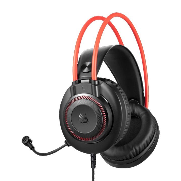 Bloody G200S USB Gaming Headset - 7 Color Breathing LED Light - Noise Canceling Mic - USB Cable - Lightweight - For PC/Laptop - Black