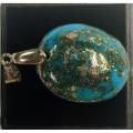 Hussaini Feroza Stone Pendle 10k Gold plated. 