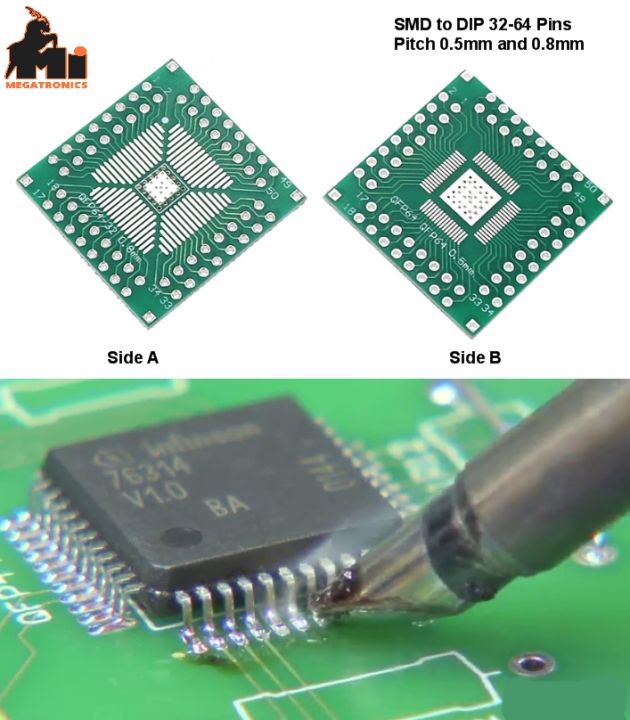 IC SMT SMD to DIP adapter converter QFP FQFP TQFP 32 44 64 80 100 LQFP