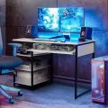 Computer Table with 3 Tier Bottom Storage & Keyboard Tray -Modern Tabletop Office Desk. 