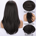 high-quality natural layered layered wigs women's figure eight bangs, gradient long straight hair, full head set. 