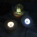 Round Wood Light Base USB with switch LED Light Rotating Display Lamp Base Decor Nicle. 