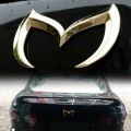 2 Pcs Evil M Logo Emblem Badge Decal for Mazda Car Rear Trunk Decal Sticker Nameplate Decor Red & Gold. 