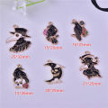 10pcs Gothic Style Moon Skull Crow Enamel Charms for DIY Jewelry Making Earring Necklace Bracelet Keychain Pendants Accessories. 