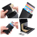 Carbon Fiber Credit Card Holder Wallet Men Rfid Smart Metal Thin Slim Pop Up Minimalist Wallet Small Black Purse Metal Vallet. 