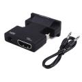HDMI female to VGA male converter with audio projector HD computer display set-top box connector cable. 