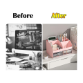 Desk Organiser-Office Organiser with 6 Compartments and 2 Small Drawers, Desk Storage Box for Pen Holders, Remote Pink Reusable Durable. 