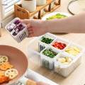 Food Storage Container 6 Compartments Partitioned Food Storage Container for Countertops Cabinets. 