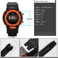 Kids watch silicone black straps round shape digital watch. 