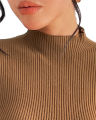 bellylady Women's Mock Neck Ribbed Knit Ruffle Long Sleeve Sweater. 