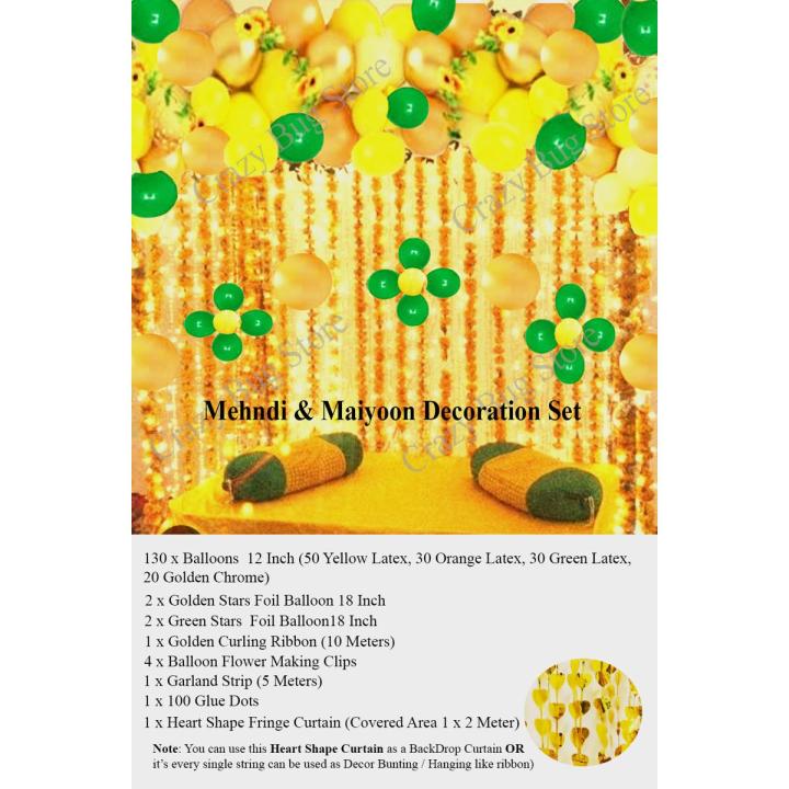 Mehndi / Mayon Balloon Decoration Set / Mayoon Balloon Decoration /Mayo Balloon Decoration Set / Wedding Decoration / Yellow Balloon / Golden Balloon / Green Balloon / Mehndi Decoration Set / Wedding Decoration Set / Decoration for Wedding / Mayo Set
