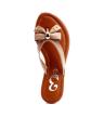 Beige V-strap Slippers with Bow Design & Golden Buckle - US Size. 