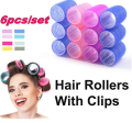 Pack of 6 Hair Rollers and Curlers with Clips - Hair sectioning clips pack of 6 - Self Grip hair roller with clips - Roller and clip - Velcro Hair rollers with clip - Hair styling - Hair curler - Magic roller - hair clip - Medium and large roller. 
