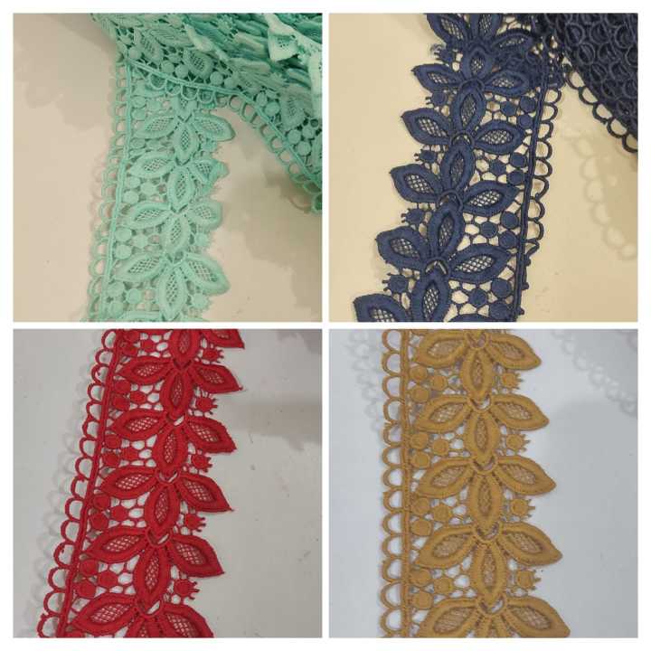 Milky 2.25 Gaz/yard (2 Inches Wide) laces for Dupatta and shirt (Chicken Lace), Shirt Borders, Cotton Laces