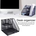 Metal File Rack with Desk Organizer, Multifunctional Desk Organizer, Office, School Desk Organizer Set, Office Accessories, Office Table Accessories Set, Metal Mesh File Rack, Desk Organizer Set, Metal Mesh Office Desk Organizer (1 Pcs). 