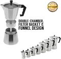 6 Cups/300ml - Aluminum Espresso Stovetop Manual Coffee Maker Machine, Coffeemaker Percolator Italian Coffee Maker Moka Express Classic Cafe Maker for Italian and Cuban Café Brewing, Greca Coffee Maker. 