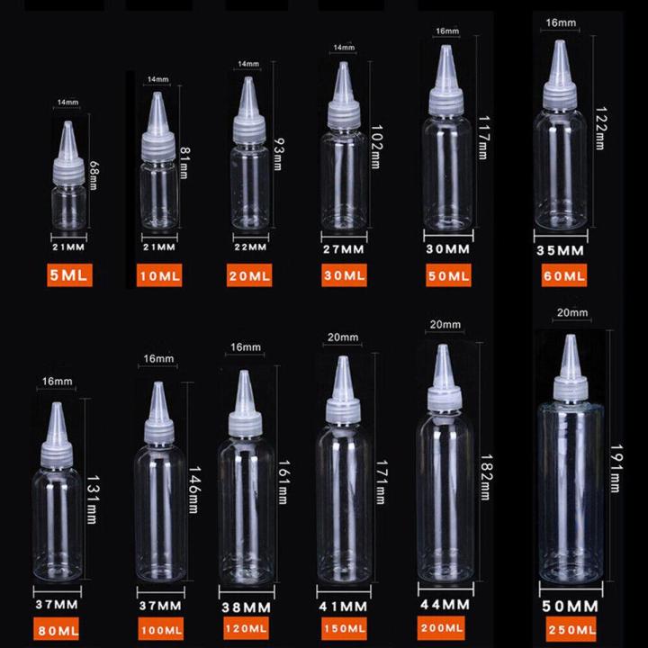 10-200ml Clear Empty Dropper Bottle with Cap Plastic Nozzle Dropper Caps