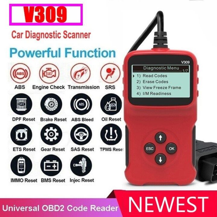 Maxscan V-309 Handheld Car OBD2 Scanner Professional Car OBD2 Scanner All Car Supported Scanner Plug And Play Car Diagnostic Tool Car Fault Remove Device